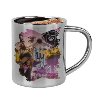 Lionel Messi Miami, Double-wall metal cup for espresso (220ml)