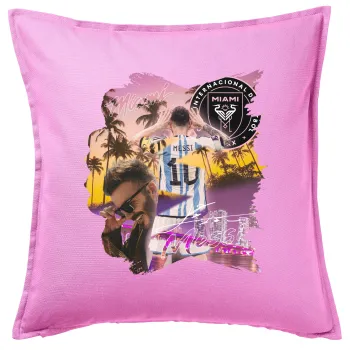 Lionel Messi Miami, Sofa cushion Pink 50x50cm includes filling