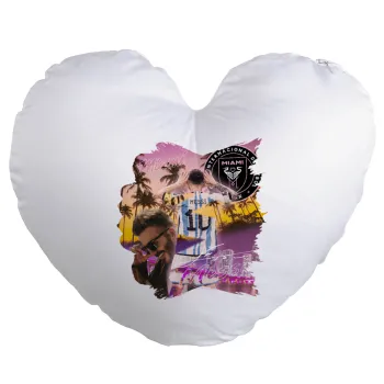 Lionel Messi Miami, Μαξιλάρι καναπέ καρδιά 40x40cm περιέχεται το  γέμισμα