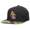 Adult Flat Snapback Hat Black/Camouflage, (100% COTTON TWILL, ADULT, UNISEX, ONE SIZE)
