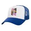 Adult Structured Trucker Hat, with Mesh, WHITE/BLUE (100% COTTON, ADULT, UNISEX, ONE SIZE)