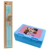 Easter Set, children's snack container BLUE & Easter aromatic flat candle (30cm) (TURQUOISE)