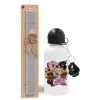 Easter Set, metallic aluminum water bottle (500ml) & aromatic flat Easter candle (30cm) (GRAY)