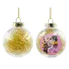 Transparent Christmas tree ball ornament with gold filling 8cm