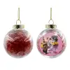 Transparent Christmas tree ball ornament with red filling 8cm