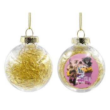 Lionel Messi Miami, Transparent Christmas tree ball ornament with gold filling 8cm