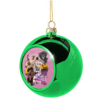 Lionel Messi Miami, Green Christmas tree ornament ball 8cm