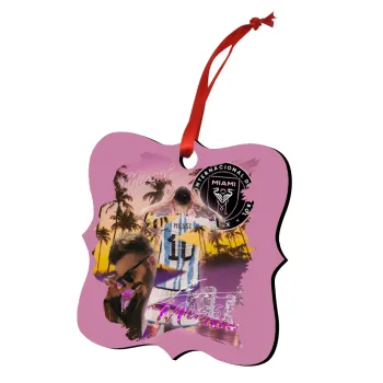 Lionel Messi Miami, Christmas ornament polygon wooden 7.5cm