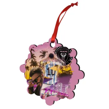 Lionel Messi Miami, Christmas ornament snowflake wooden 7.5cm