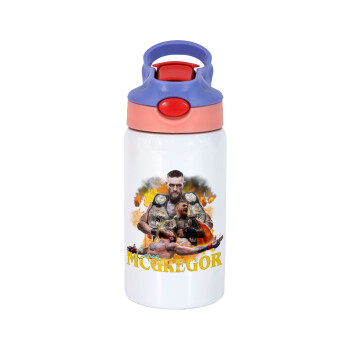 Conor McGregor Notorious, Children's hot water bottle, stainless steel, with safety straw, pink/purple (350ml)