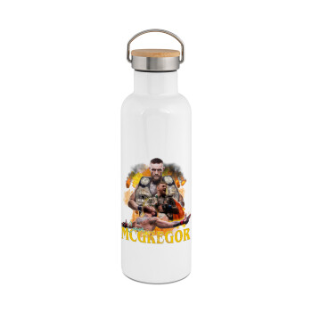 Conor McGregor Notorious, Stainless steel White with wooden lid (bamboo), double wall, 750ml