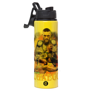 Conor McGregor Notorious, Metallic water bottle with safety lid, 850ml aluminum