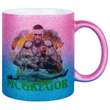 Conor McGregor Notorious, Κούπα Χρυσή/Μπλε Glitter, κεραμική, 330ml