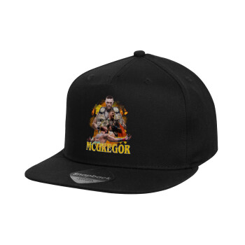 Conor McGregor Notorious, Καπέλο παιδικό Flat Snapback, Μαύρο (100% ΒΑΜΒΑΚΕΡΟ, ΠΑΙΔΙΚΟ, UNISEX, ONE SIZE)