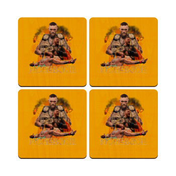 Conor McGregor Notorious, ΣΕΤ x4 Σουβέρ ξύλινα τετράγωνα plywood (9cm)