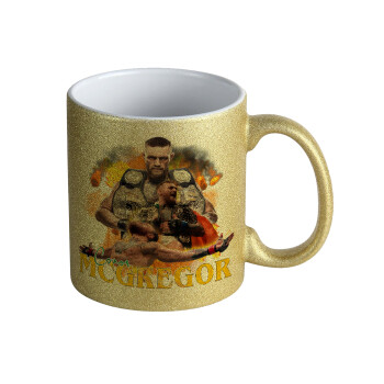 Conor McGregor Notorious, Κούπα Χρυσή Glitter που γυαλίζει, κεραμική, 330ml