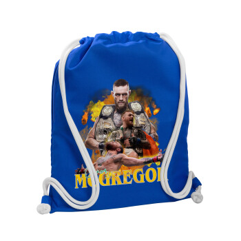 Conor McGregor Notorious, Τσάντα πλάτης πουγκί GYMBAG Μπλε, με τσέπη (40x48cm) & χονδρά κορδόνια