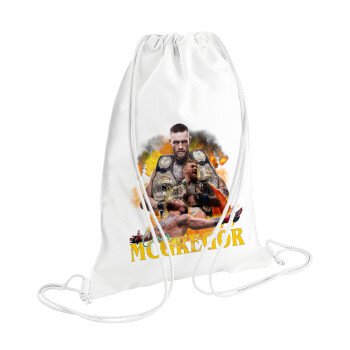 Conor McGregor Notorious, Τσάντα πλάτης πουγκί GYMBAG λευκή (28x40cm)