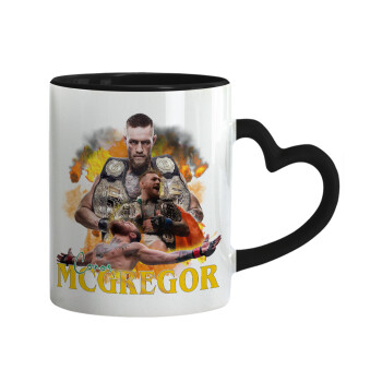 Conor McGregor Notorious, Mug heart black handle, ceramic, 330ml