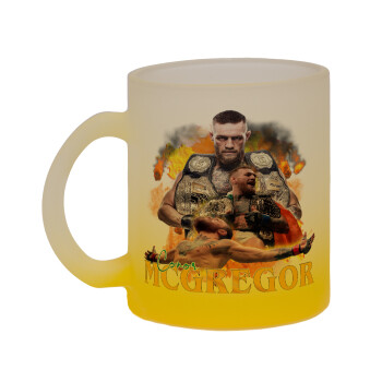 Conor McGregor Notorious, Κούπα γυάλινη δίχρωμη με βάση το κίτρινο ματ, 330ml