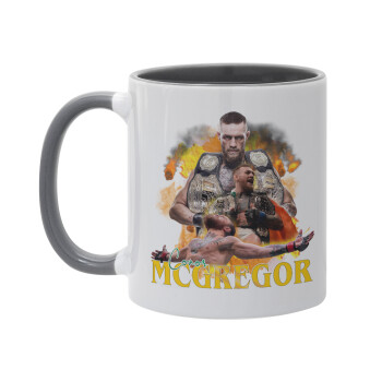 Conor McGregor Notorious, Κούπα χρωματιστή γκρι, κεραμική, 330ml
