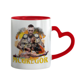 Conor McGregor Notorious, Mug heart red handle, ceramic, 330ml