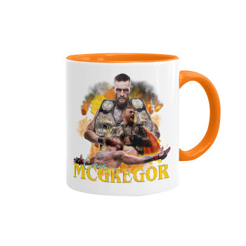 Conor McGregor Notorious, Κούπα χρωματιστή πορτοκαλί, κεραμική, 330ml