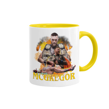 Conor McGregor Notorious, Κούπα χρωματιστή κίτρινη, κεραμική, 330ml