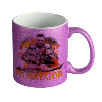 Conor McGregor Notorious, Κούπα Μωβ Glitter που γυαλίζει, κεραμική, 330ml