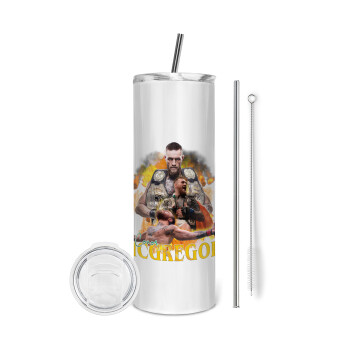 Conor McGregor Notorious, Eco friendly stainless steel tumbler 600ml, with metal straw & cleaning brush