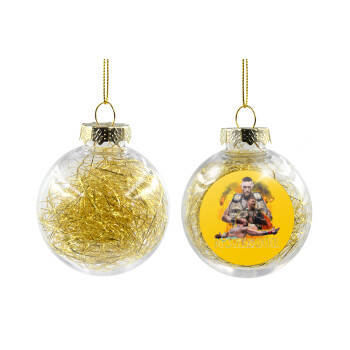 Conor McGregor Notorious, Transparent Christmas tree ball ornament with gold filling 8cm