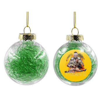 Conor McGregor Notorious, Transparent Christmas tree ball ornament with green filling 8cm