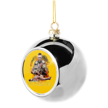 Conor McGregor Notorious, Silver 8cm Christmas tree ball ornament