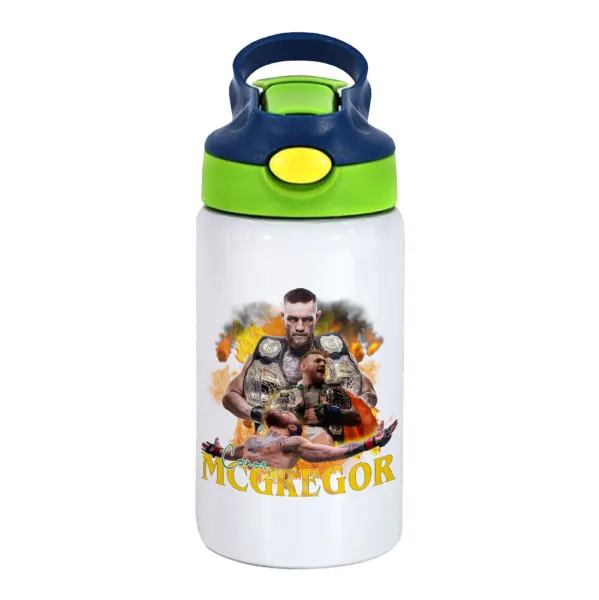 Conor McGregor Notorious — Παιδικό παγούρι θερμό, ανοξείδωτο, με καλαμάκι ασφαλείας, πράσινο/μπλε (350ml)