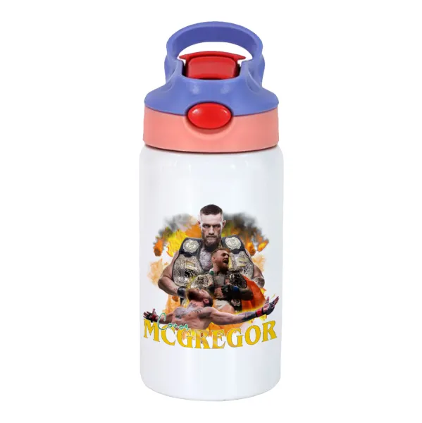 Conor McGregor Notorious — Παιδικό παγούρι θερμό, ανοξείδωτο, με καλαμάκι ασφαλείας, ροζ/μωβ (350ml)