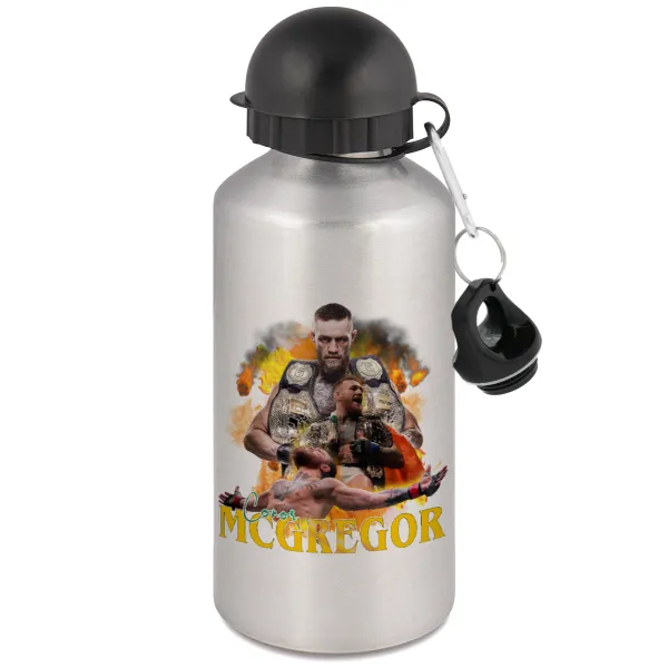 Conor McGregor Notorious — Μεταλλικό παγούρι νερού, Ασημένιο, αλουμινίου 500ml