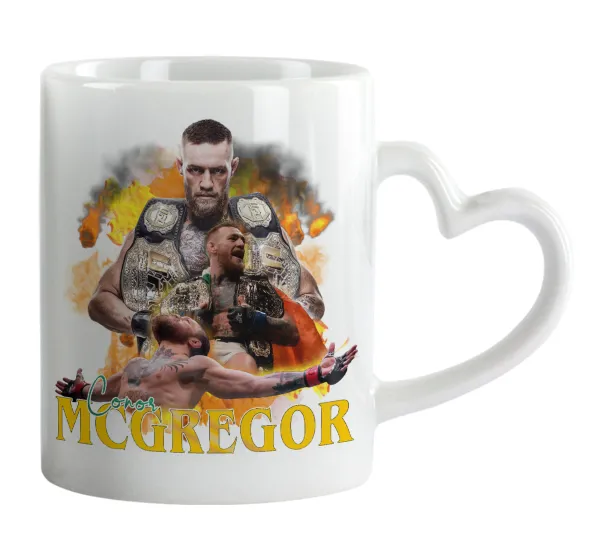 Conor McGregor Notorious — Κούπα καρδιά χερούλι λευκή, κεραμική, 330ml