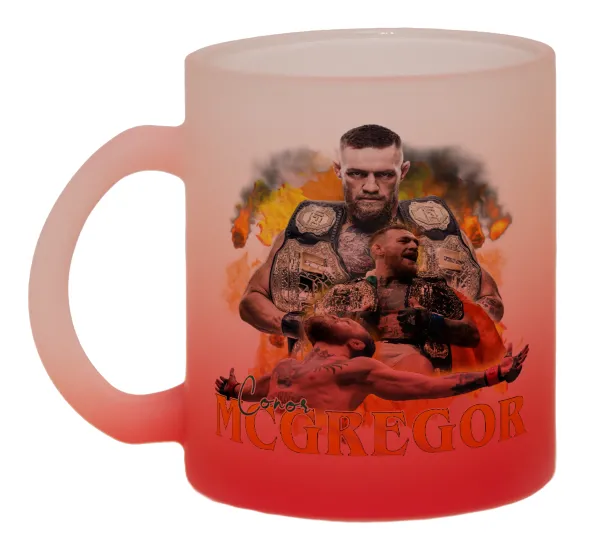 Conor McGregor Notorious — Κούπα γυάλινη δίχρωμη με βάση το κόκκινο ματ, 330ml