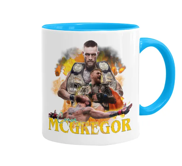 Conor McGregor Notorious — Κούπα χρωματιστή γαλάζια, κεραμική, 330ml