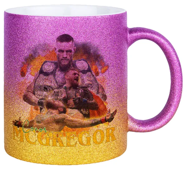 Conor McGregor Notorious — Κούπα Χρυσή/Ροζ Glitter, κεραμική, 330ml