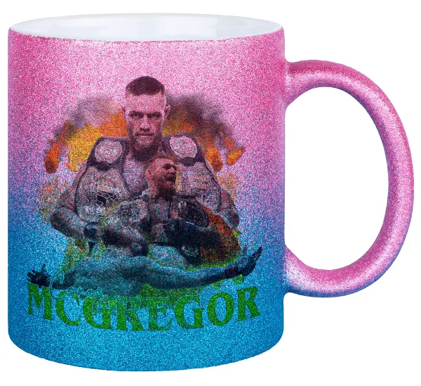 Conor McGregor Notorious — Κούπα Χρυσή/Μπλε Glitter, κεραμική, 330ml
