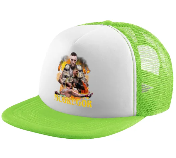 Conor McGregor Notorious — Καπέλο Ενηλίκων Soft Trucker με Δίχτυ ΠΡΑΣΙΝΟ/ΛΕΥΚΟ (POLYESTER, ΕΝΗΛΙΚΩΝ, ONE SIZE)