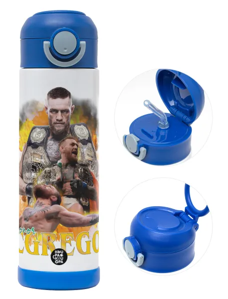 Conor McGregor Notorious — Παιδικό παγούρι θερμό, ανοξείδωτο, με καλαμάκι ασφαλείας, ΜΠΛΕ (500ml)