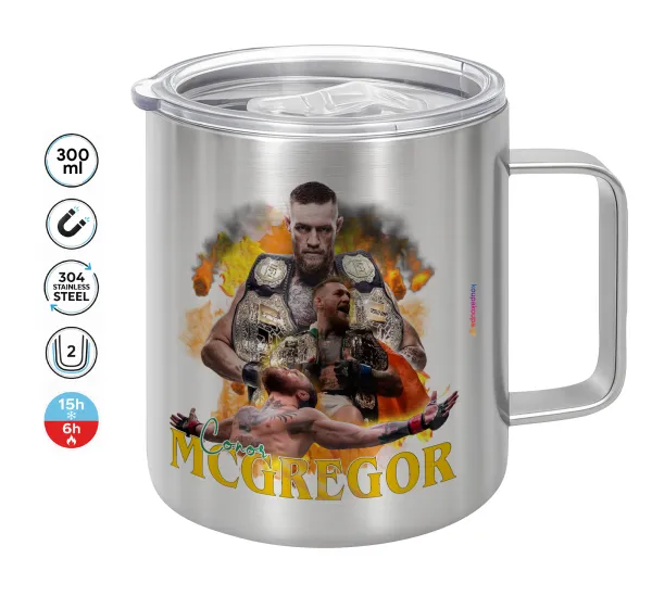 Conor McGregor Notorious — Double-walled stainless steel mug 300ml with temperature-retaining lid
