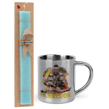 Conor McGregor Notorious, Easter Set, metallic thermal cup (300ml) & aromatic flat Easter candle (30cm) (TURQUOISE)