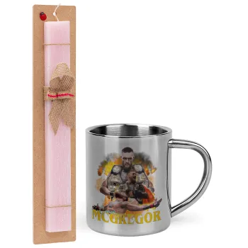 Conor McGregor Notorious, Easter Set, metallic thermal cup (300ml) & aromatic flat Easter candle (30cm) (PINK)