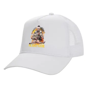 Conor McGregor Notorious, Structured Trucker Adult Hat, with Mesh, WHITE (100% COTTON, ADULT, UNISEX, ONE SIZE)
