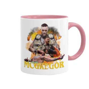 Conor McGregor Notorious, Κούπα χρωματιστή ροζ, κεραμική, 330ml