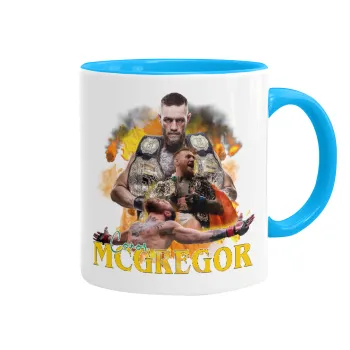 Conor McGregor Notorious, Κούπα χρωματιστή γαλάζια, κεραμική, 330ml