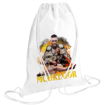 Conor McGregor Notorious, Τσάντα πλάτης πουγκί GYMBAG λευκή (28x40cm)